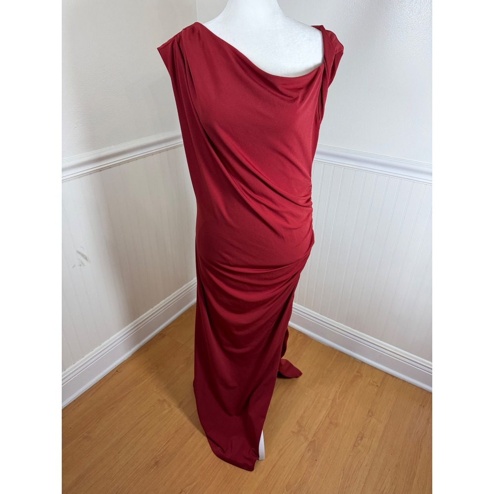 Abercrombie & Fitch Maxi Dress Women S Burgundy Red One Shoulder Ruched Gown